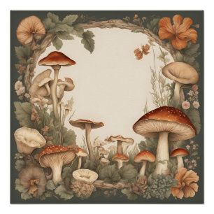 Mushroom Cottagecore Poster