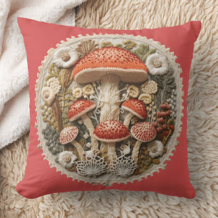 Mushroom Cottagecore Throw Pillow