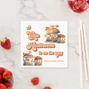Mushroom   Cute Watercolor Baby shower Napkins