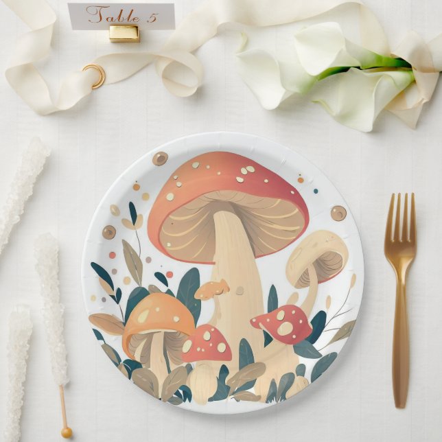 Mushroom Day Magic Paper Plates (Wedding)