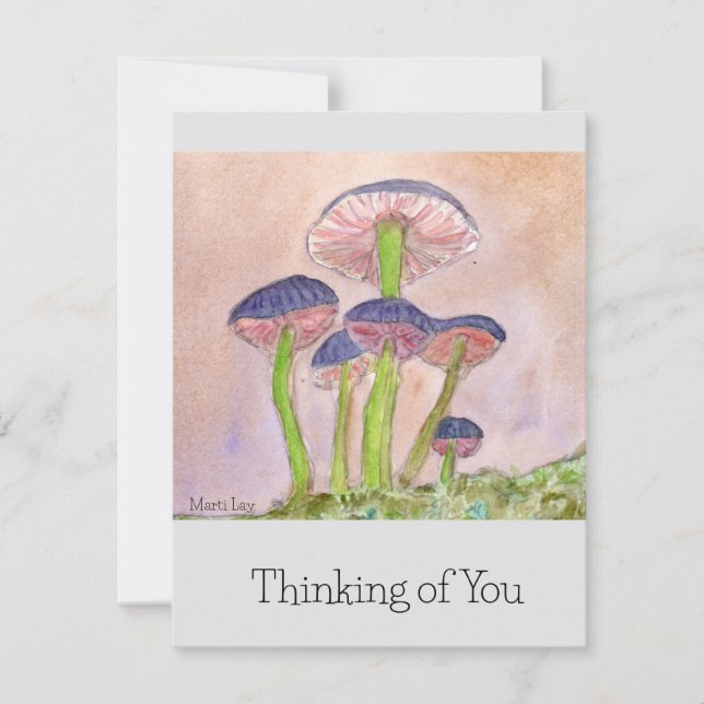 Mushroom design greeting card,"Thinking of You" Note Card (Front)