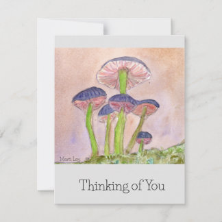 Mushroom design greeting card,"Thinking of You" Note Card