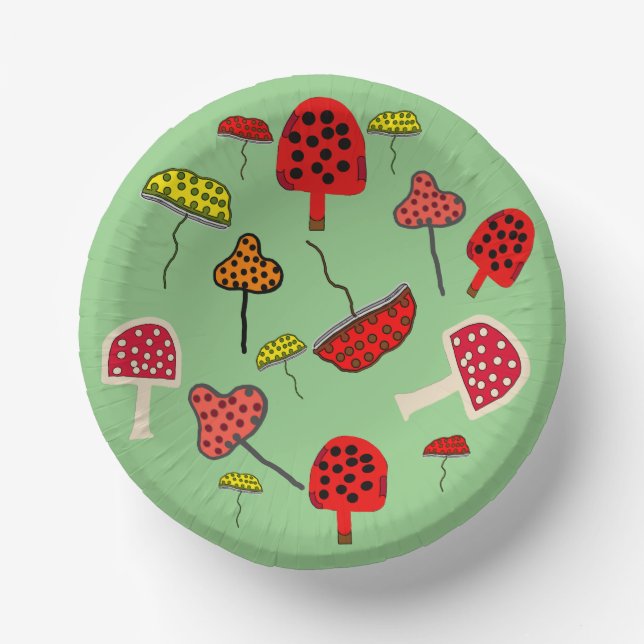 Mushroom Design Paper plate Bowls (Front)