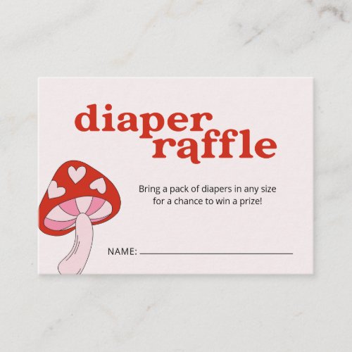 Mushroom Diaper Raffle Baby Shower  Red and Pink Enclosure Card