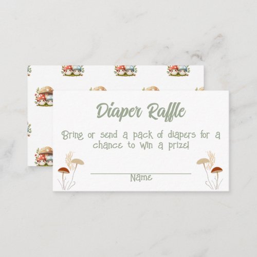 Mushroom DIAPER RAFFLE GAME Place Card