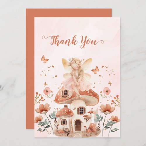 Mushroom Enchanted Forest Girls baby shower  Thank You Card