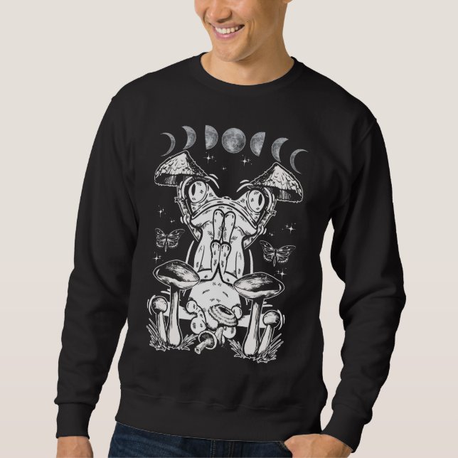 Mushroom Esthetic Frog Magic Moon Phases Sweatshirt (Front)