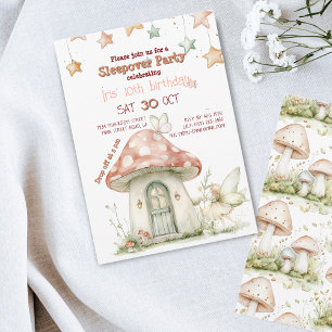 Mushroom fairy home, girly magic forest birthday invitation