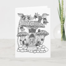 Mushroom Fairy House Color it Yourself Blank