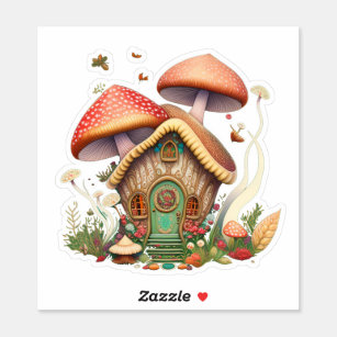 cottage core mushroom and fairy' Sticker