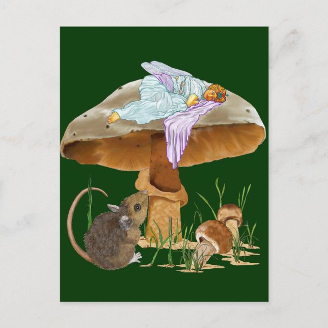 Mushroom Fairy & Mouse Postcard (Front)