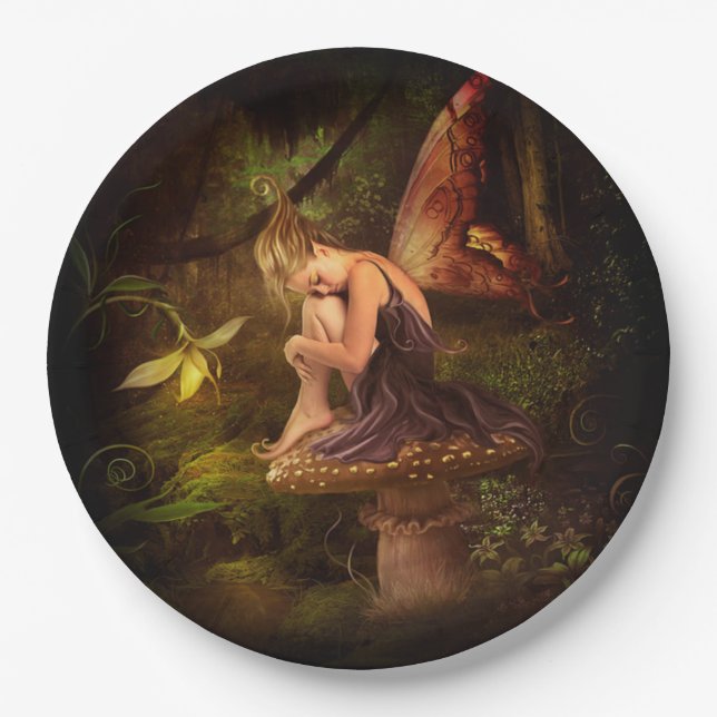 mushroom fairy paper plates (Front)