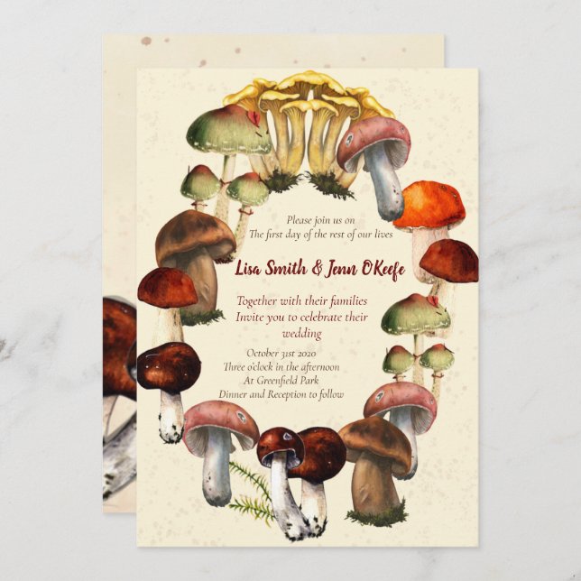 Mushroom Fairy Ring Invitations (Front/Back)