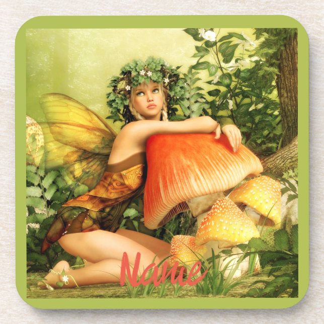 Mushroom fairy Thunder_Cove  Beverage Coaster (Front)