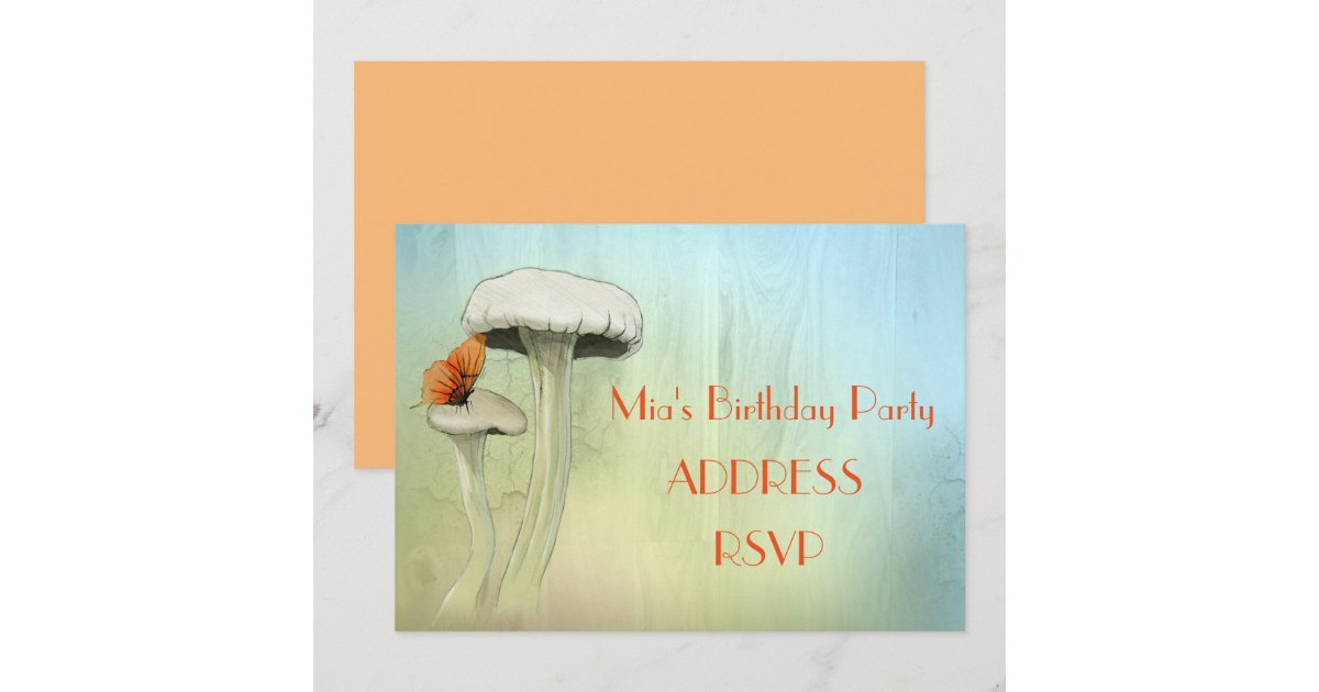 Mushroom fairy watercolour girl's birthday party invitation | Zazzle