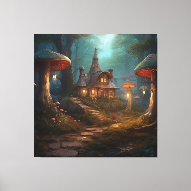 Mushroom Fairytale Forest Canvas Print (Front)