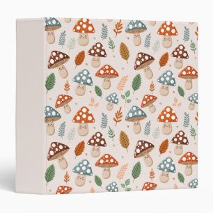 Mushroom, Fall foliage, Nature Patten 3 Ring Binder