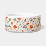 Mushroom, Fall foliage, Nature Patten  Bowl<br><div class="desc">Adorable fall pattern featuring cute cartoon happy blue,  orange and brown mushrooms with rosy cheeks and happy faces. Green,  blue,  orange and cream leaves also adorn this design. The background is a light cream colour to finish off this fall look.</div>