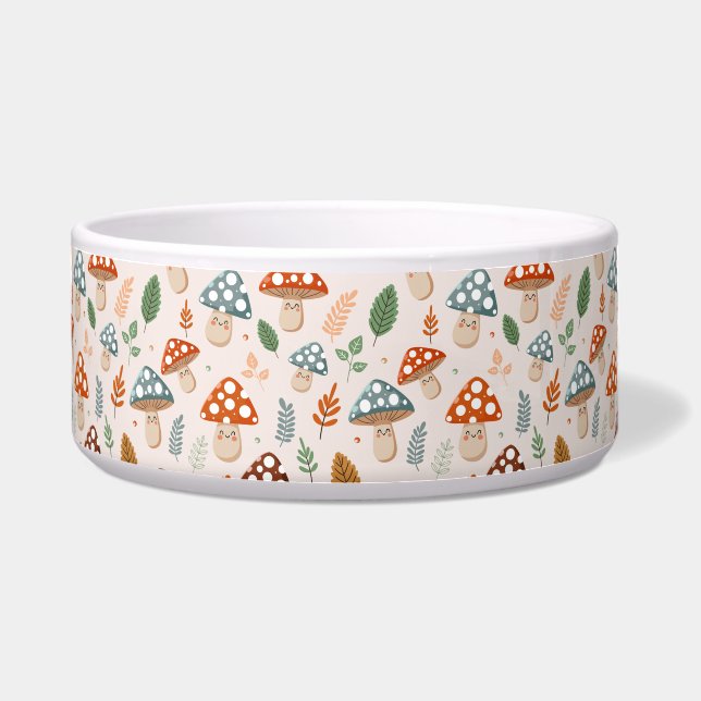 Mushroom, Fall foliage, Nature Patten  Bowl (Front)