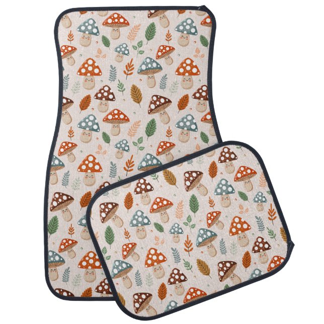Mushroom, Fall foliage, Nature Patten  Car Floor Mat (Set)