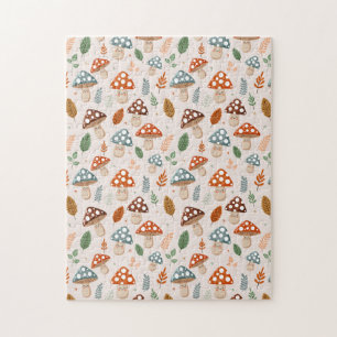Mushroom, Fall foliage, Nature Patten Jigsaw Puzzle