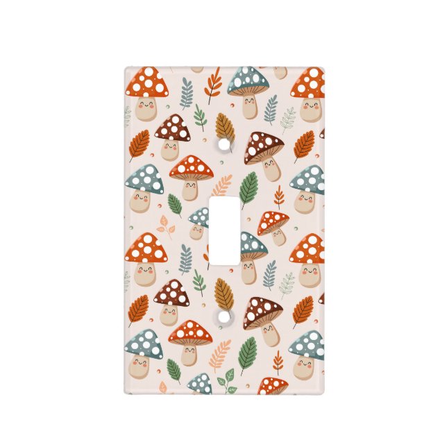 Mushroom, Fall foliage, Nature Patten  Light Switch Cover (Front)