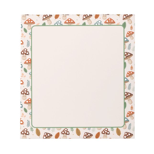 Mushroom, Fall foliage, Nature Patten  Notepad (Front)