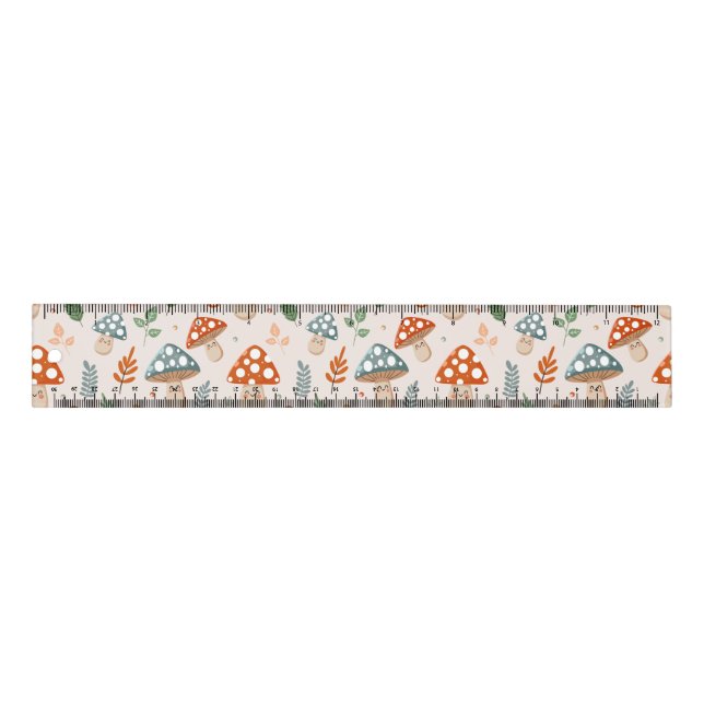 Mushroom, Fall foliage, Nature Patten  Ruler (Front)