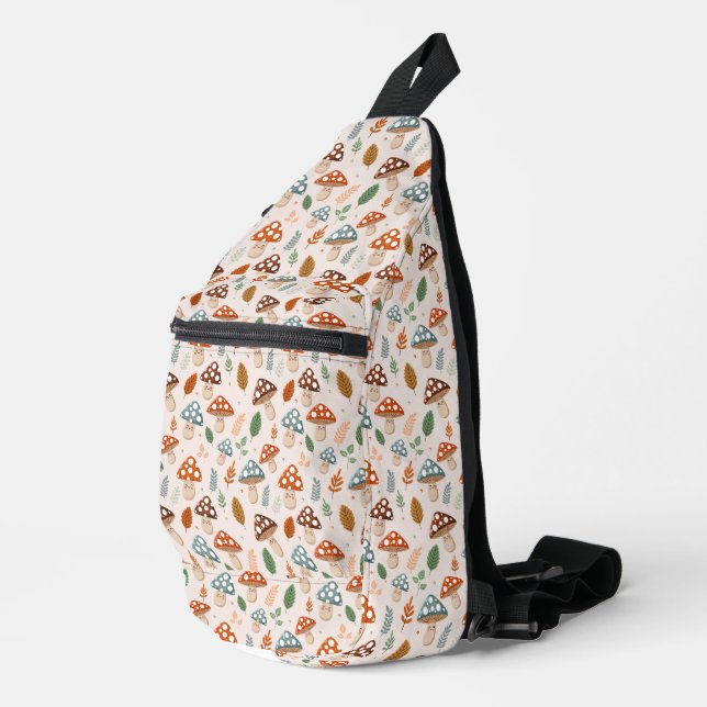 Mushroom, Fall foliage, Nature Patten  Sling Bag (Right Corner)