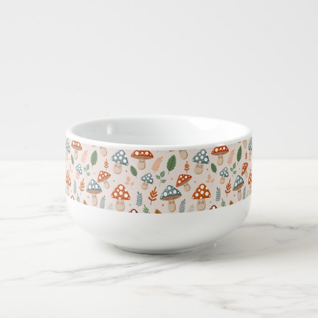 Mushroom, Fall foliage, Nature Patten  Soup Mug (Front)