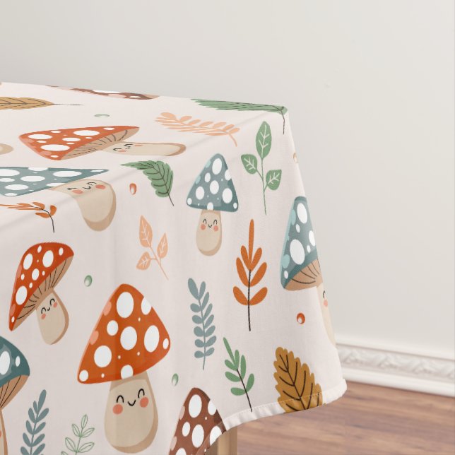Mushroom, Fall foliage, Nature Patten  Tablecloth (In Situ)