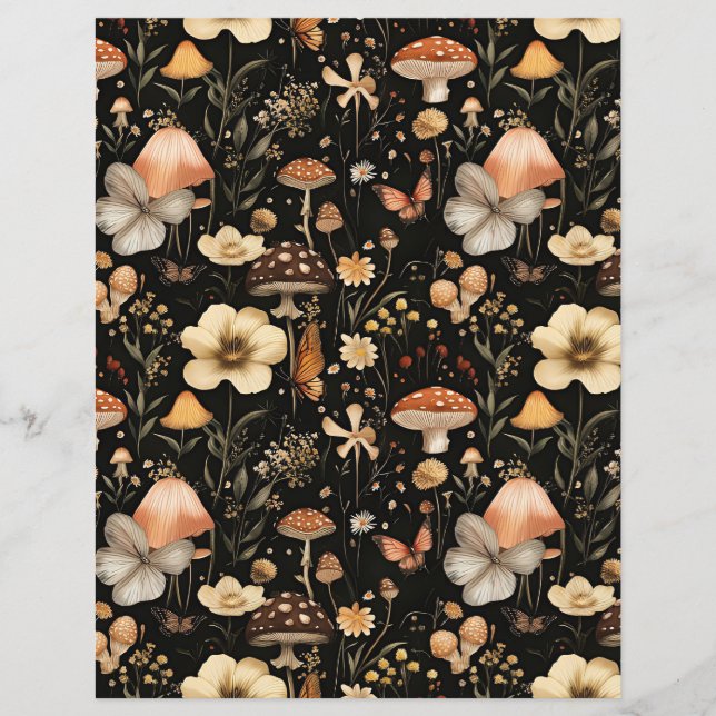 mushroom fall pattern scrapbook paper (Front)