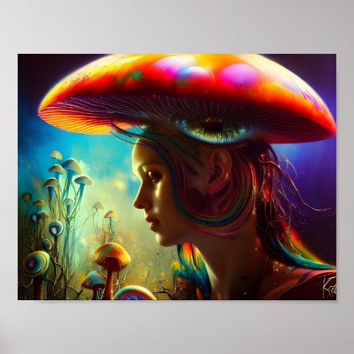Mushroom Fantasies AI Generated Art Poster