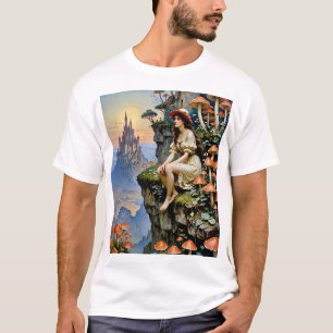 Mushroom Fantasy Dreamscape Enchanted Castle Art T T-Shirt