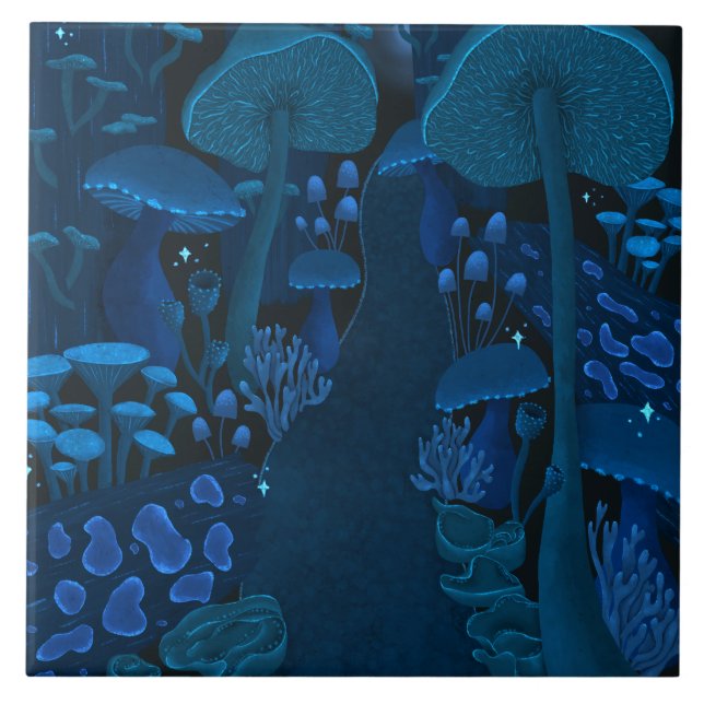 Mushroom Fantasy Faerie Woodland Ceramic Tile (Front)