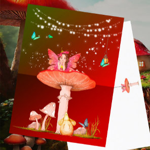Mushroom Fantasy Fairy Stars Burnt Orange  Postcard