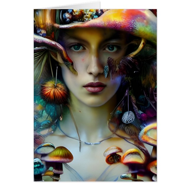 Mushroom Fantasy Woman All Occasions Blank Inside  Cards (Front)