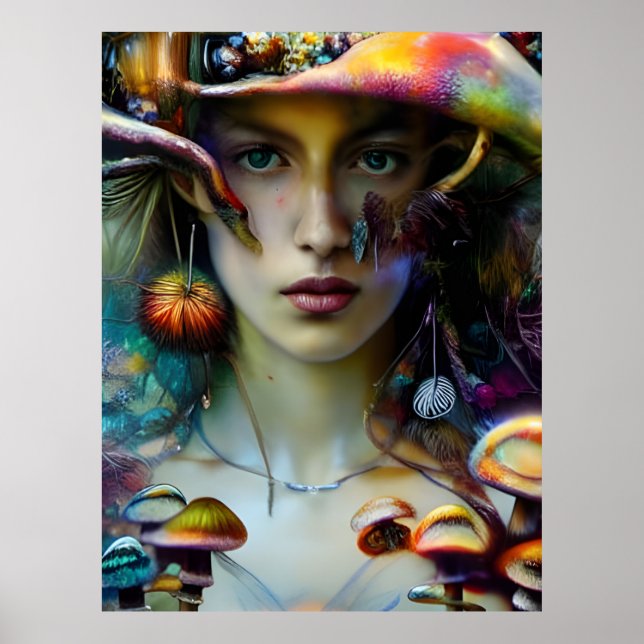Mushroom Fantasy Woman Poster (Front)