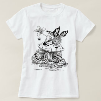 mushroom farie and sleeping dragon tshirt