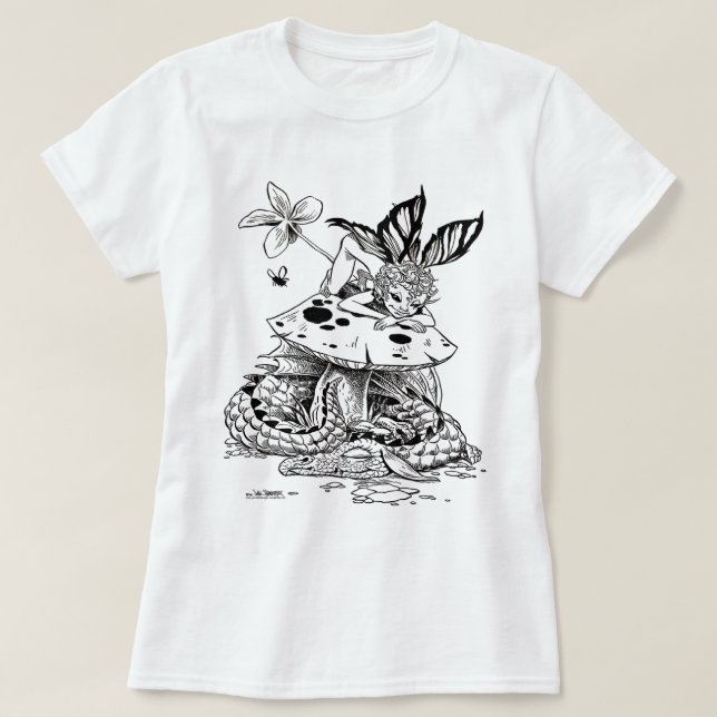 mushroom farie and sleeping dragon tshirt (Design Front)