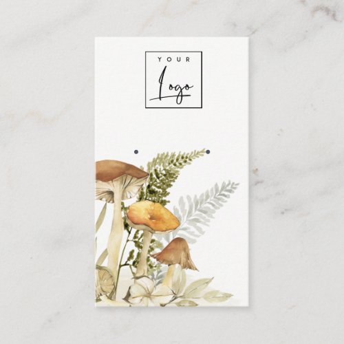 Mushroom Fern Foliage Logo Stud Earring Display Business Card