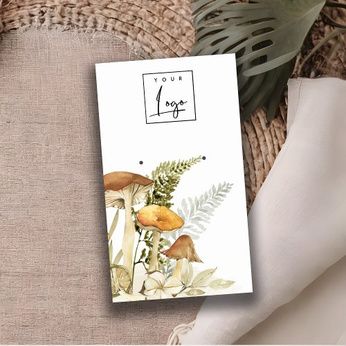 Mushroom Fern Foliage Logo Stud Earring Display Business Card