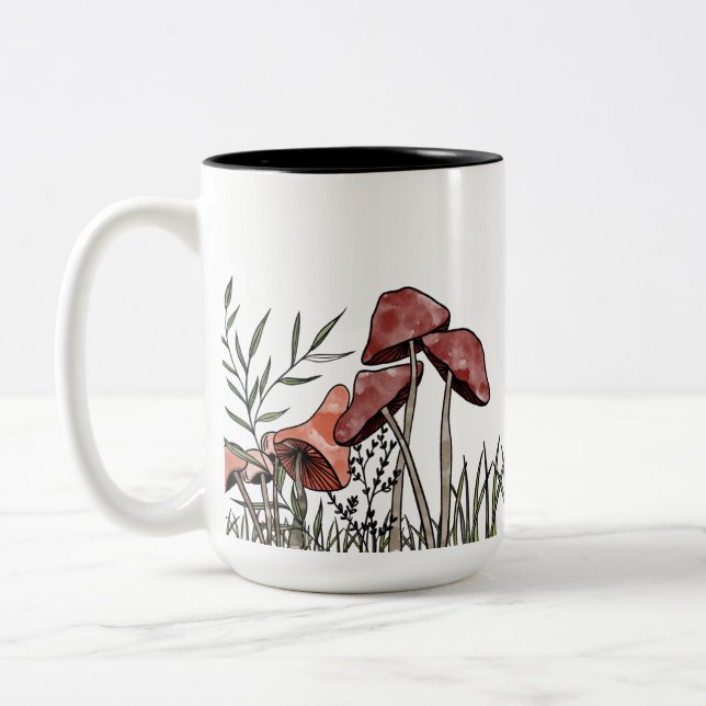 Mushroom Field Two-Tone Coffee Mug (Left)