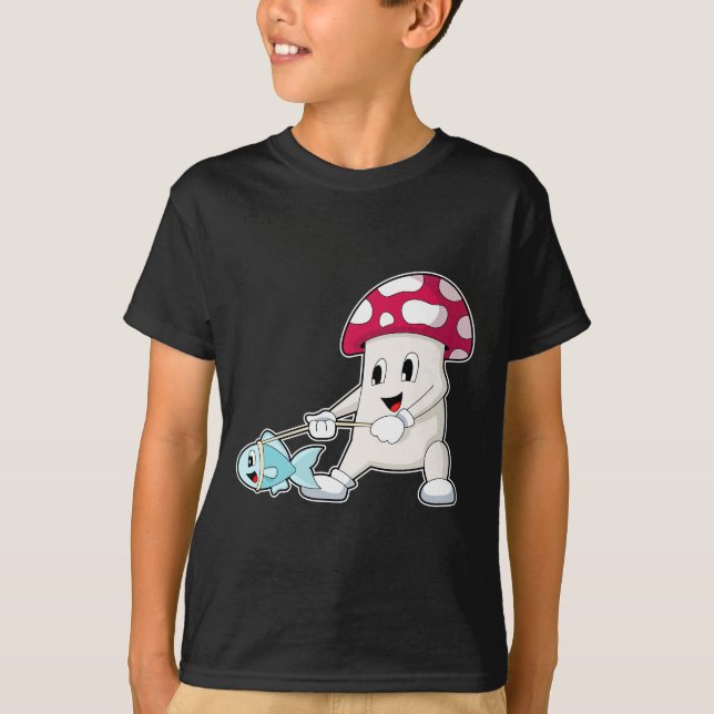 Mushroom Fisher Fish Fishing T-Shirt (Front)
