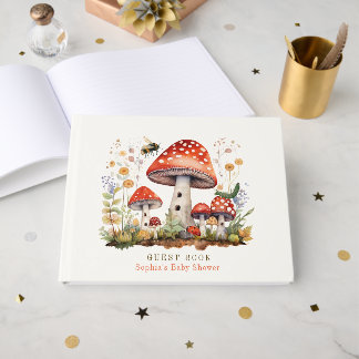 Mushroom Floral Bee Worm Baby Shower Guest Book