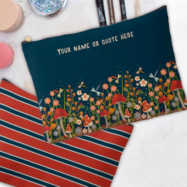 Mushroom Floral Dragonfly Custom Cosmetic Bag (Creator Uploaded)