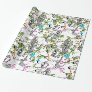 mushroom floral wrapping paper