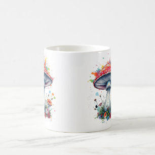 Mushroom Flowers Woodland Colorful Splash Coffee Mug