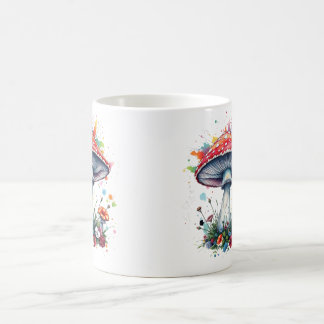 Mushroom Flowers Woodland Colorful Splash  Coffee Mug