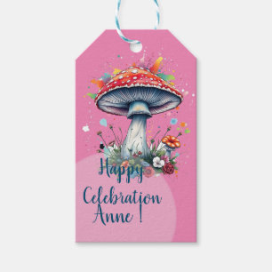 Mushroom Flowers Woodland Colorful Splash Gift Tags